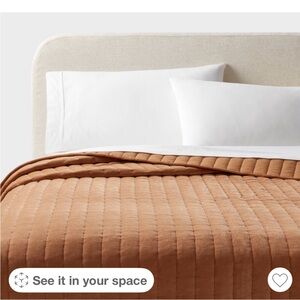 Threshold Channel Stitch King Caramel Velvet Quilt